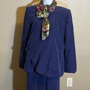 Tahari ASL Women's Navy Blue Pants Suit Set